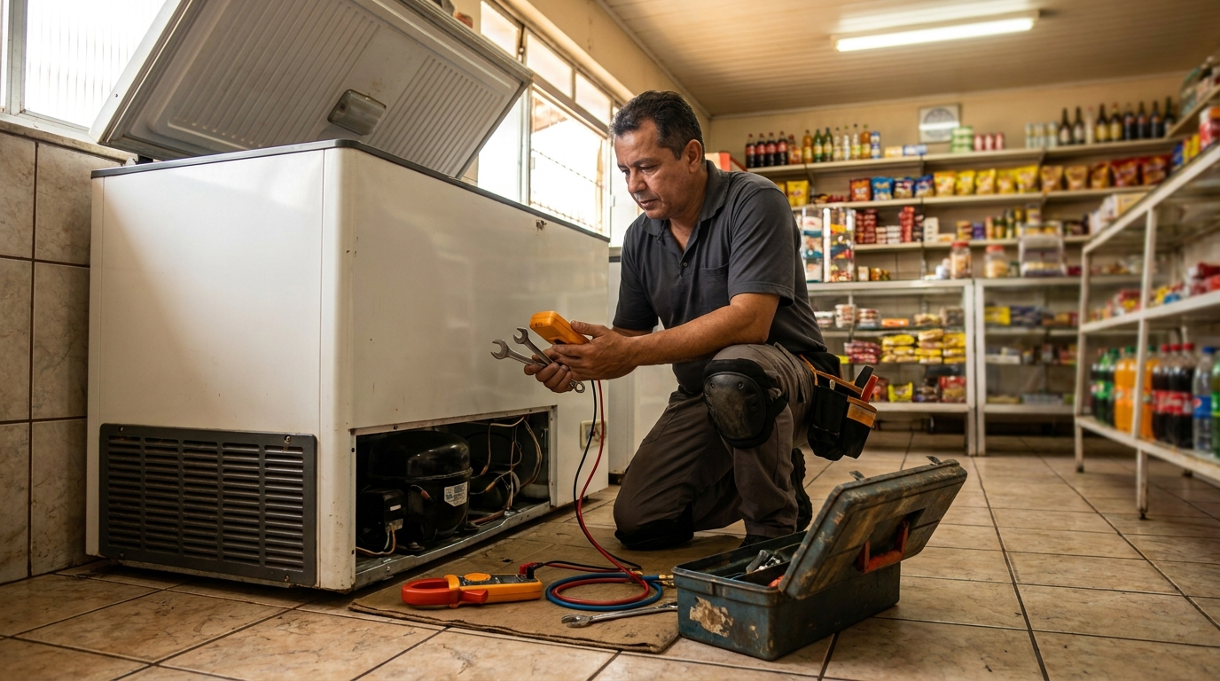Técnico de conserto de freezer em residência na Utinga, Belém‑PA